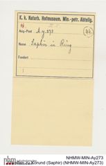 Etiketten zu Korund (Saphir) (NHMW-MIN-Ay273)